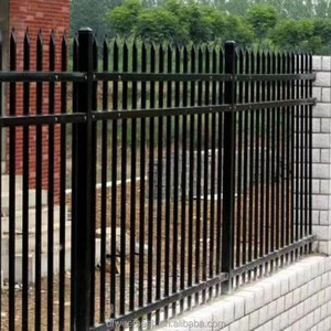 Panneaux <span class=keywords><strong>en</strong></span> <span class=keywords><strong>fer</strong></span> <span class=keywords><strong>forgé</strong></span> noirs décoratifs pour jardin à domicile, clôture <span class=keywords><strong>en</strong></span> acier tubulaire avec portails robustes - Product Image 1