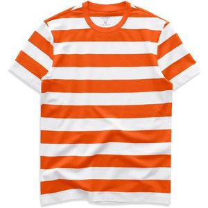 T-shirt rayé personnalisé pour homme en coton extensible à col rond et manches courtes, style décontracté rétro - Product Image 1