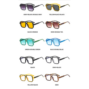 Lunettes de soleil carrées tendance 2024 pour hommes, monture petite, haute qualité, avec logo personnalisé sur les verres, design à double barre. - Product Image 4