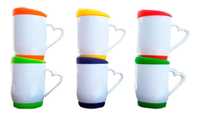 M R.R Sublimation Blanks Tasse à café en céramique de sublimation chauffée en porcelaine de 12oz avec couvercle et base en silicone