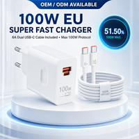 Kabel Pengisian Cepat Dual Type C 100W 6A, Kabel Sinkronisasi Data Tugas Berat Kecepatan Tinggi, Kompatibel dengan Ponsel Berdaya Tinggi