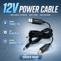 12V DC Männlicher USB 5V 12V Stromadapter 3A Schnellladung Geflochtene Abschirmung Rechtwinklig 180 Grad 1m Barcode-Scanner Computer Router