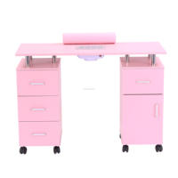 Meuble de Salon de Manucure Rose Moderne de Luxe, Table de Maquillage et Bureau de Beauté pour Salon de Manucure - Vente Chaude