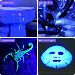 <b>USB</b> <b>Rechargeable</b> Lithium-Ion IP44 Waterproof Aluminum Alloy 365nm UV Black <b>Light</b> Flashlight Portable Mini Ultraviolet Camping - Product Image 4