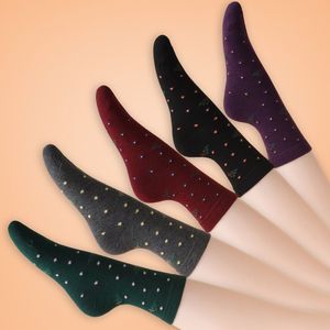 Women Breathable Mid-Calf Socks Polka Dot Plants And Flowers Design For Middle Aged Autumn Winter Casual Wear - Product Image 2