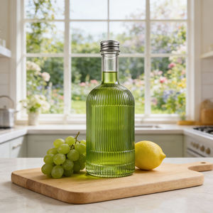 Botellas de Licor de Vidrio Transparente de 340 ml <span class=keywords><strong>con</strong></span> Rayas Verticales y Tapas de Rosca para <span class=keywords><strong>Vodka</strong></span>, Whisky, Tequila, Brandy y Ron, Venta al Por Mayor de Fábrica - Product Image 1