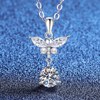 Collier Moissanite en argent sterling S925 haut de gamme Original Cross-Border Mini Shell Pearl Butterfly Design Versatile Luxury