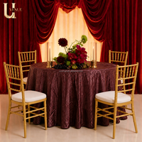 Nappe ronde en taffetas froissé Uvenue, longueur au sol, pour mariage, banquet, événement, fête, décoration de table