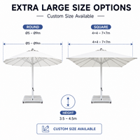 Parasol de terrasse commercial extérieur résistant aux intempéries avec éclairage LED, commande à manivelle, cadre en aluminium 100x100mm