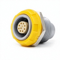 Conector Circular Push-Pull Serie P de BEXKOM, 9 Pines, Receptáculo Fijo Amarillo, Latón Chapado en Oro, Grado Médico, Bajo Costo