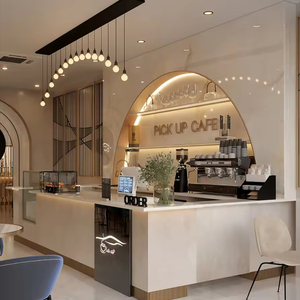 Comptoir de bar en marbre moderne pour café, mobilier de restaurant sur mesure, décoration intérieure, design 3D pour café - Product Image 1