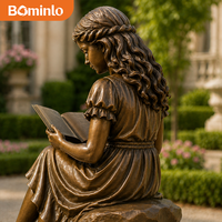 Sculpture réaliste d'une fille lisant un livre, statue décorative pour jardin, villa, hôtel, bibliothèque et décoration paysagère