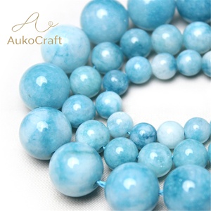 Cuentas Sueltas de Larimar, <span class=keywords><strong>Calcedonia</strong></span> Azul <span class=keywords><strong>Pulida</strong></span>, Redondas de 6mm, 8mm, 10mm y 12mm, Mixtas para Pulseras, Collares, Pendientes, Fabricación de Joyería DIY - Product Image 2
