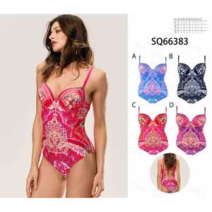 Costume da bagno bikini sexy da donna a due pezzi, estivo, da spiaggia, imbottito, con reggiseno all'americana e slip a vita alta con laccetti laterali, all'ingrosso sq66383 - Product Image 1