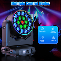 Projecteur à tête mobile 19*15W Bee Eyes avec zoom, faisceau, wash LED RGBW 4-en-1, éclairage DMX512 avec effets d'anneau RGB pour scène