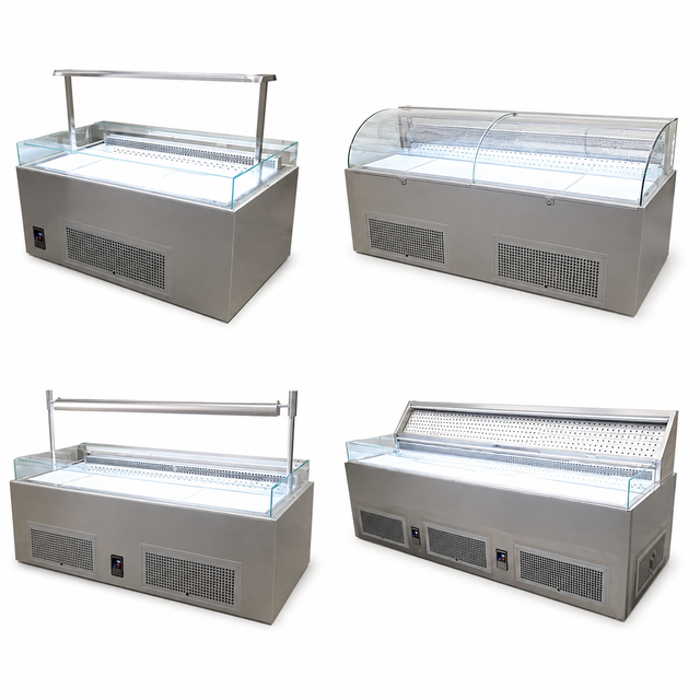CE ETL Commercial Stainless Steel Refrigerated Sandwich Display Cabinet Open Curved Sliding Door Deli Food Showcase Counter