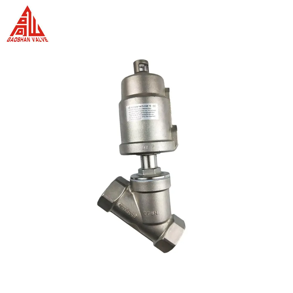 Stainless steel thread connection pneumatic angle seat valve