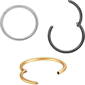 Boucle d'oreille circulaire en acier inoxydable 10 mm, bijoux de piercing unisexe tendance - Product Image 4
