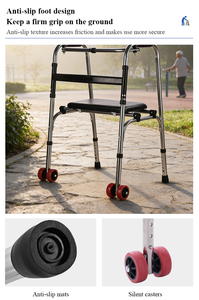 Bestseller Gehhilfe für Senioren mit Sitz, Faltbar mit Rädern, Tragbarer Rollator für Erwachsene zum Gehen - Product Image 5