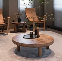 Table basse ronde en bois massif de style nordique rétro japonais, design simple pour la maison, le salon ou l'ameublement