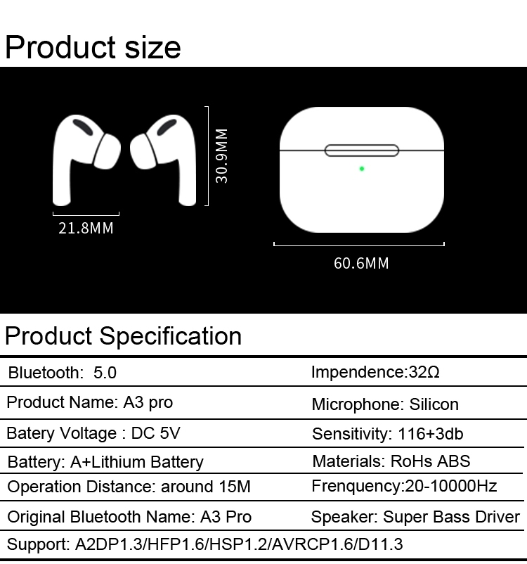 Air Pro 3 Super Intelligent GPS Positionnement renommer Casque i9000 pro tws Air3 Pro réduction Du Bruit TWS air pro 3