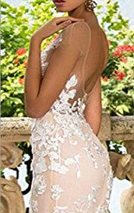 S5897F 2026 nuova moda girocollo sul retro mostra il sottile pizzo a coda di pesce e champagne <span class=keywords><strong>sposa</strong></span> che trascina gli abiti da <span class=keywords><strong>sposa</strong></span> - Product Image 4