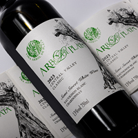 Etiqueta Adhesiva de Papel con Textura de Lujo, Impresión UV Personalizada, Resistente al Agua, Adhesivo Fuerte, Papel Dorado en Relieve, Embalaje para Vino Tinto