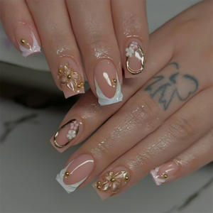 Uñas Postizas Cortas Estilo <span class=keywords><strong>Ballet</strong></span>, Estilo Francés Simple y Dulce, Estilo Europeo y Americano. - Product Image 6