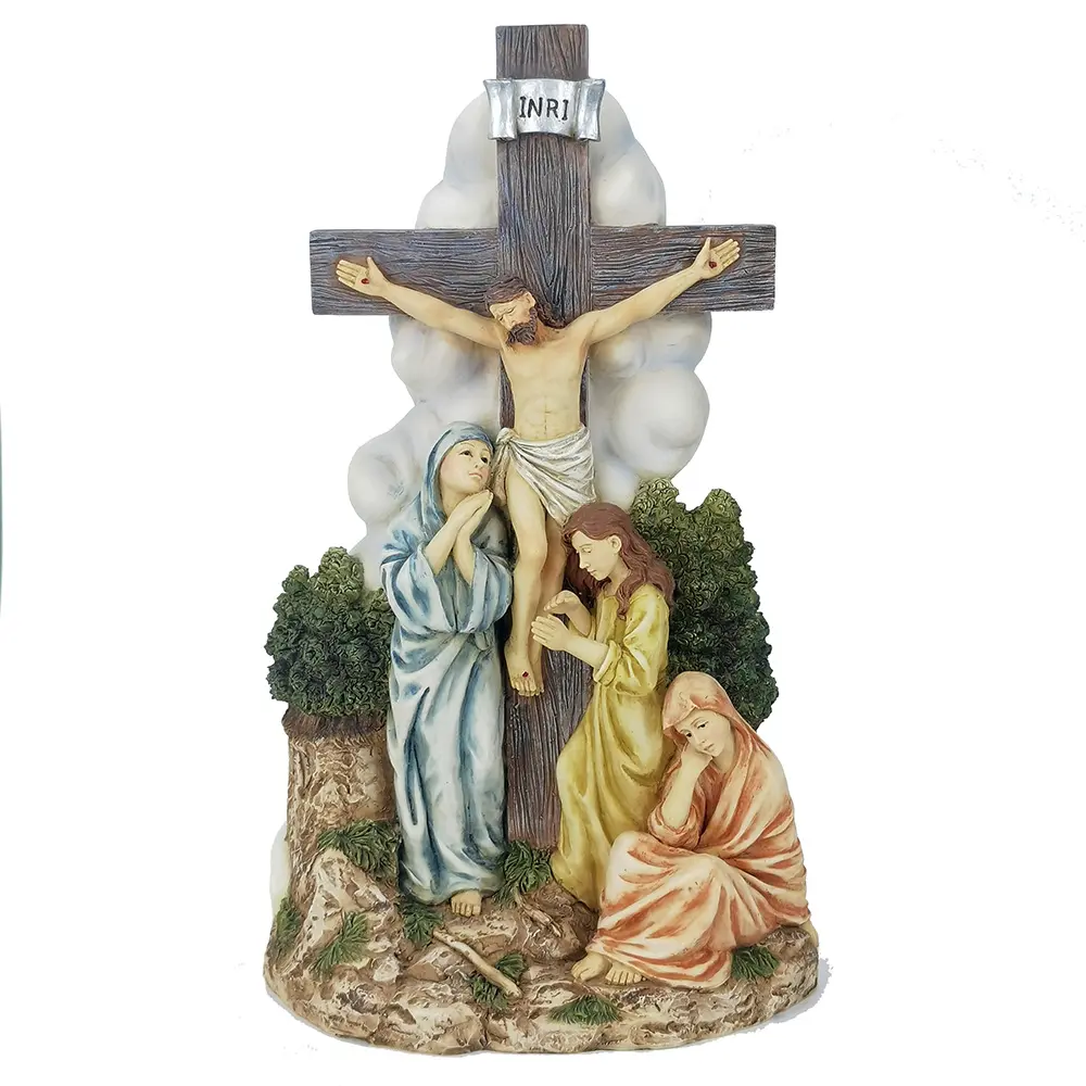Resin 11" Inch Tall Catholic Jesus Cross Tabletop Decorative Crucifix