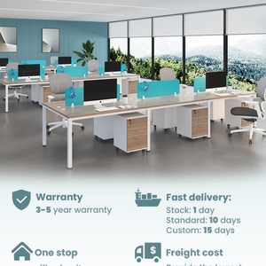 Poste de travail modulaire de bureau, bureau en forme de U à 120 degrés, poste de travail pour 2, 4 ou 6 personnes, mobilier de bureau - Product Image 6