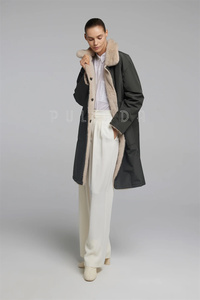 Abrigo Impermeable Tipo <span class=keywords><strong>Parka</strong></span>, Abrigo de Visón Gris de Doble Cara, Largo hasta la Rodilla, Abrigo de Manga Larga para <span class=keywords><strong>Mujer</strong></span>, Abrigo de Visón Reversible, Impermeable Verde - Product Image 5