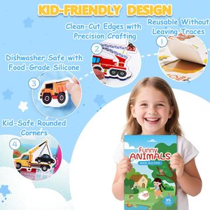 4 grandes pages par ensemble, livres d'autocollants réutilisables pour les tout-petits <span class=keywords><strong>de</strong></span> 2 <span class=keywords><strong>à</strong></span> 4 ans avec plus <span class=keywords><strong>de</strong></span> 240 autocollants réutilisables imperméables et faciles <span class=keywords><strong>à</strong></span> nettoyer - Product Image 5