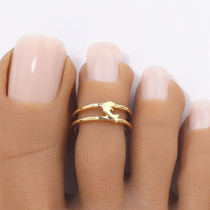 Copper <b>Adjustable</b> Cute Dolphin Toe <b>Ring</b> for Women Jewelry Small <b>Size</b> Open Tail Stacking <b>Rings</b> Summer Beach Foot Jewelry - Product Image 4