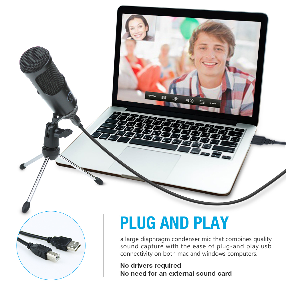 Video caliente Youtuber uso Podcast USB de alta calidad de grabación micrófono Electret condensador