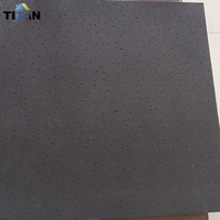 Plaques de plafond acoustiques en fibre décoratives, système de plafond suspendu 2x4, 60x60, noir