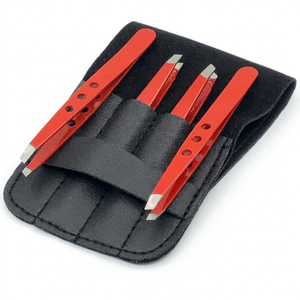 Pinzas para Cejas con Punta Puntiaguda Roja GETUP BROSONS, Acero Inoxidable, Ligeras, Duraderas, Clásicas - Product Image 1