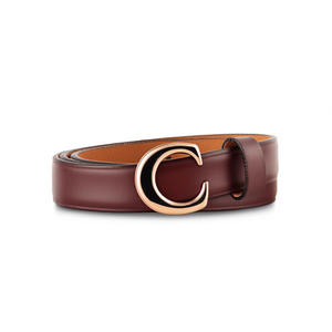 Ceinture en cuir véritable double face 2,3 cm avec boucle C pour femmes et hommes, accessoire de mode - Product Image 2