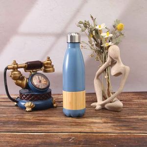 Stainless Steel Vacuum Insulated Water Bottle With Bamboo Wrap Minimalist Design For Travel - Product Image 2