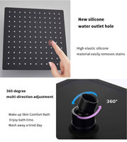 Ensemble de douche de luxe noir carré avec pommeau de pluie et mitigeur à main en laiton, pour salle de bain, à fixation au plafond