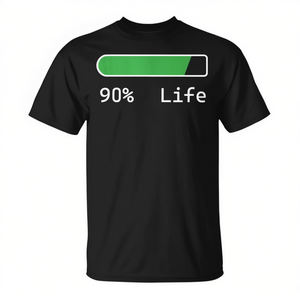 Camiseta Life Percentage con diseño de barra verde del 90 por ciento, unisex, para adultos, cuello redondo, manga corta, impresión digital - Product Image 2