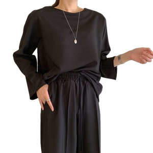 Ensemble <span class=keywords><strong>chic</strong></span> coréen pour <span class=keywords><strong>femme</strong></span> : sweat-shirt ample à manches longues et <span class=keywords><strong>pantalon</strong></span> à taille élastique avec cordon de serrage - Product Image 5