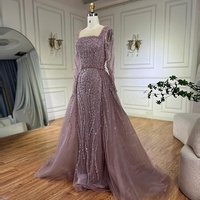 Serene Hill LA72710 Rosa Langarm-Abendkleider mit Perlenbesatz und abnehmbarem Überrock, formelle Partykleider für Damen 2026