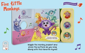 Five Little Monkeys Finger Puppet Sound Book para bebés y niños pequeños Early Bird Song Books - Product Image 2