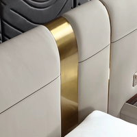 Lit double en cuir de style minimaliste italien avec écran de protection, design de luxe léger et créatif pour grande villa, lit de mariage de 1,8 mètre