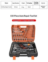 Kit d'outils de réparation automobile et de bricolage domestique OEM d'usine, 150 pièces, jeu de douilles à cliquet en acier au chrome-vanadium