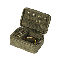 Étui à bijoux en velours vert foncé Double couche haut de gamme boîte à bijoux de voyage de luxe pour boucles d'oreilles bague avec fermeture à glissière