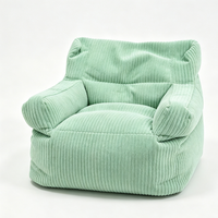 Fauteuil pouf en velours côtelé avec accoudoirs, canapé paresseux en tissu rayé doux, pouf individuel pour salon et chambre à coucher