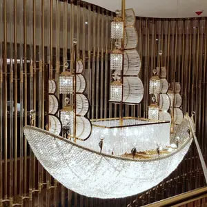 Lustre de luxo com iluminação de led, moderno, transparente, luminoso, pingente de cristal, para escada do hotel