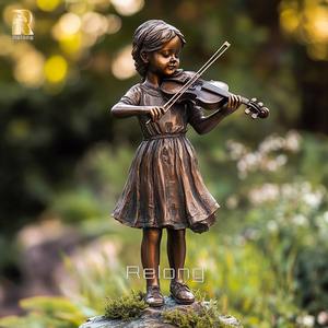 ประติมากรรมสำริดตกแต่งสวนกลางแจ้งสำหรับเด็กเล่นไวโอลิน - Product Image 3