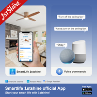 Ventilateur de plafond lumineux 1stshine pour chambre à coucher, 4 pales en MDF, intelligent, moderne, DC LED, 52 pouces, avec lampe